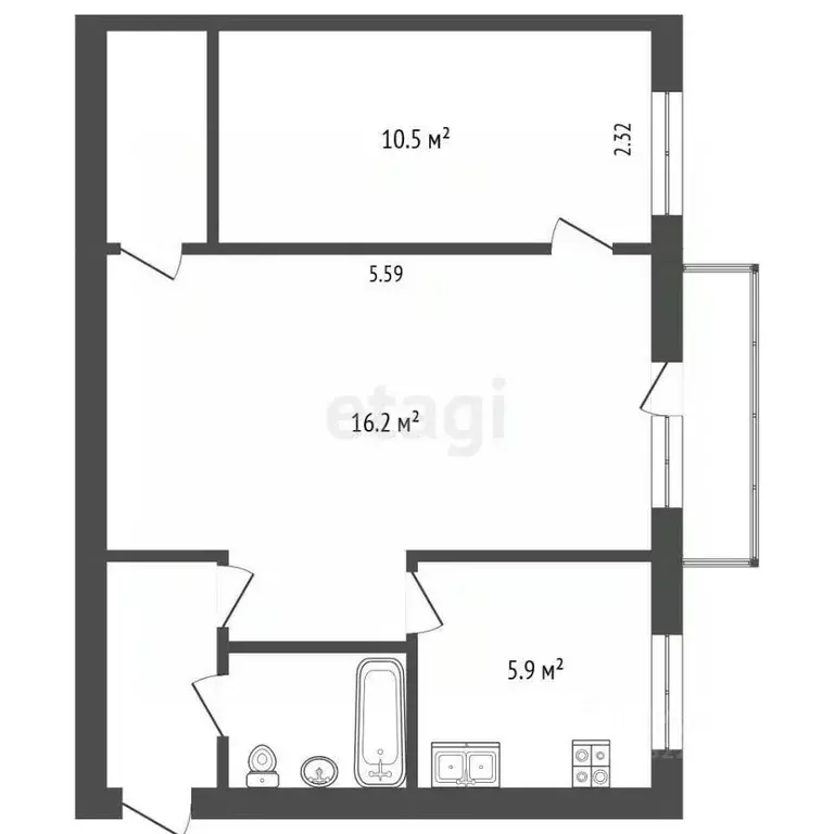 2-к кв. Вологодская область, Вологда Советский просп., 30 (43.0 м) - Фото 2
