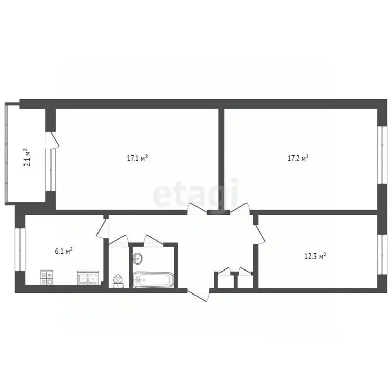 3-к кв. Самарская область, Самара ул. Советской Армии, 225 (62.9 м) - Фото 2