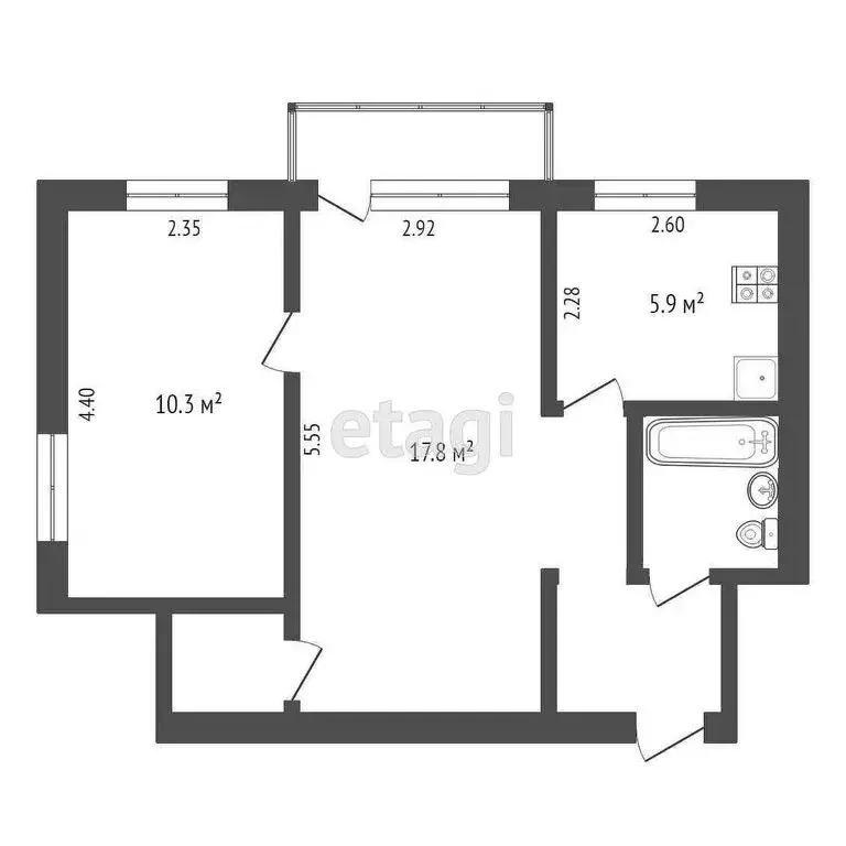 2-комнатная квартира: Омск, проспект Карла Маркса, 67 (42.8 м) - Фото 1