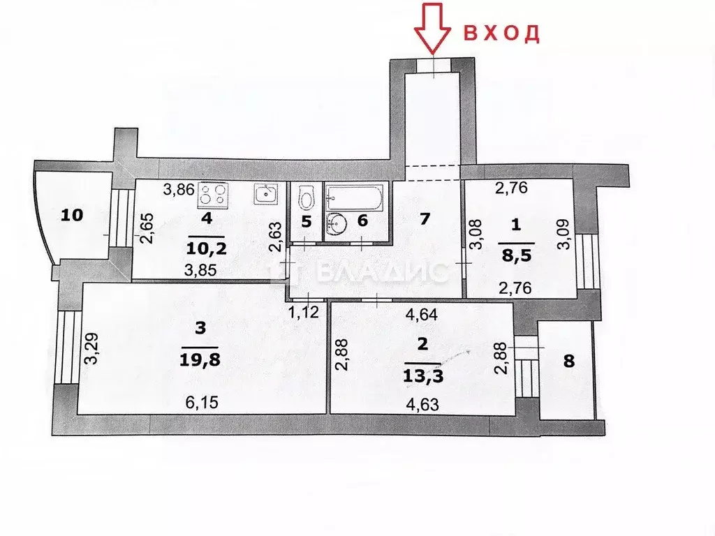 3-к кв. Белгородская область, Белгород Новый-2 мкр, ул. Шумилова, 20 ... - Фото 2
