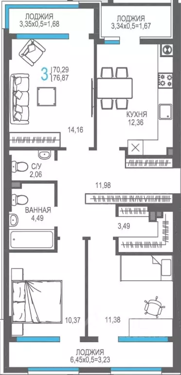 3-к кв. Крым, Алушта На Фонтанке жилой комплекс (76.87 м) - Фото 1