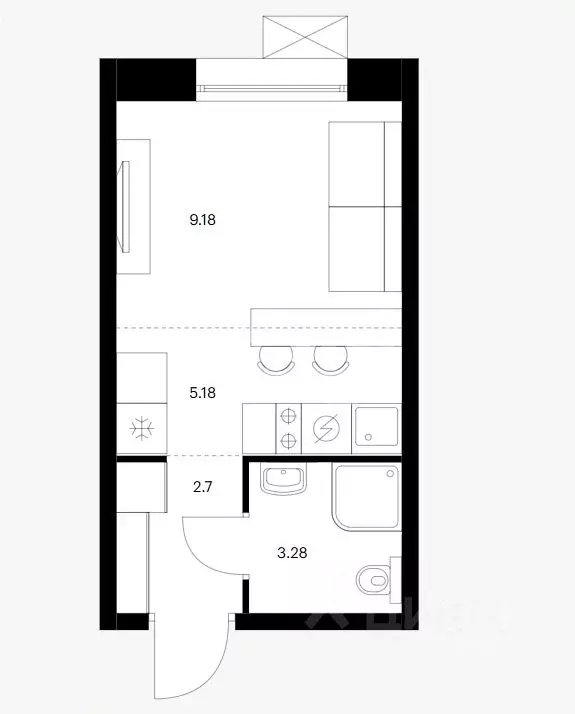 Студия Хабаровский край, Хабаровск ул. Виталия Бубенина, 2к2 (20.3 м) - Фото 1