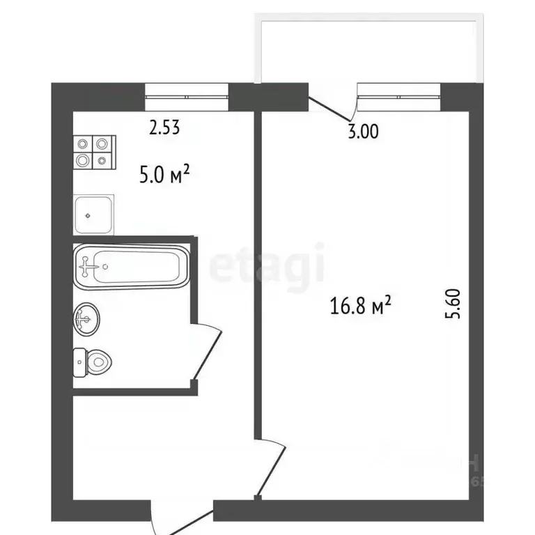 1-к кв. Челябинская область, Миасс ул. 8 Марта, 161 (30.0 м) - Фото 2