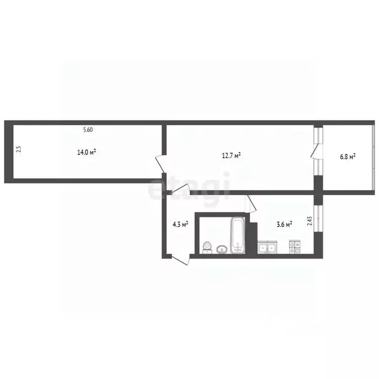 2-к кв. Крым, Ялта ул. Кривошты, 17 (44.1 м) - Фото 1