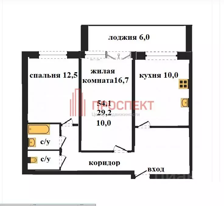 2-к кв. Пензенская область, Пенза Галетная ул., 11 (54.1 м) - Фото 2