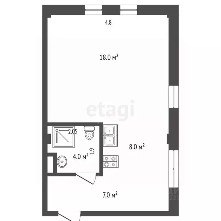1-к кв. Крым, Симферополь ул. Батурина (37.5 м) - Фото 2