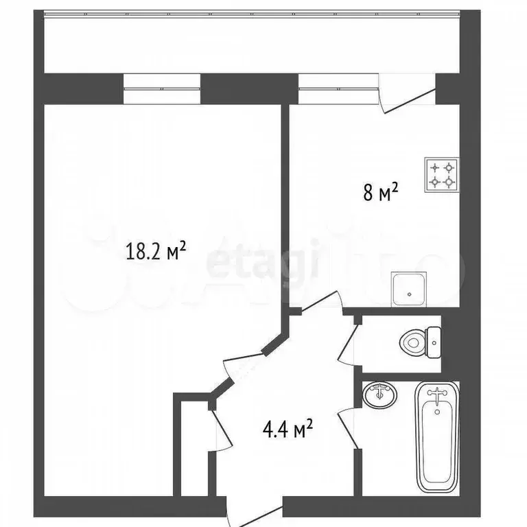 1-к. квартира, 35 м, 7/10 эт. - Фото 1