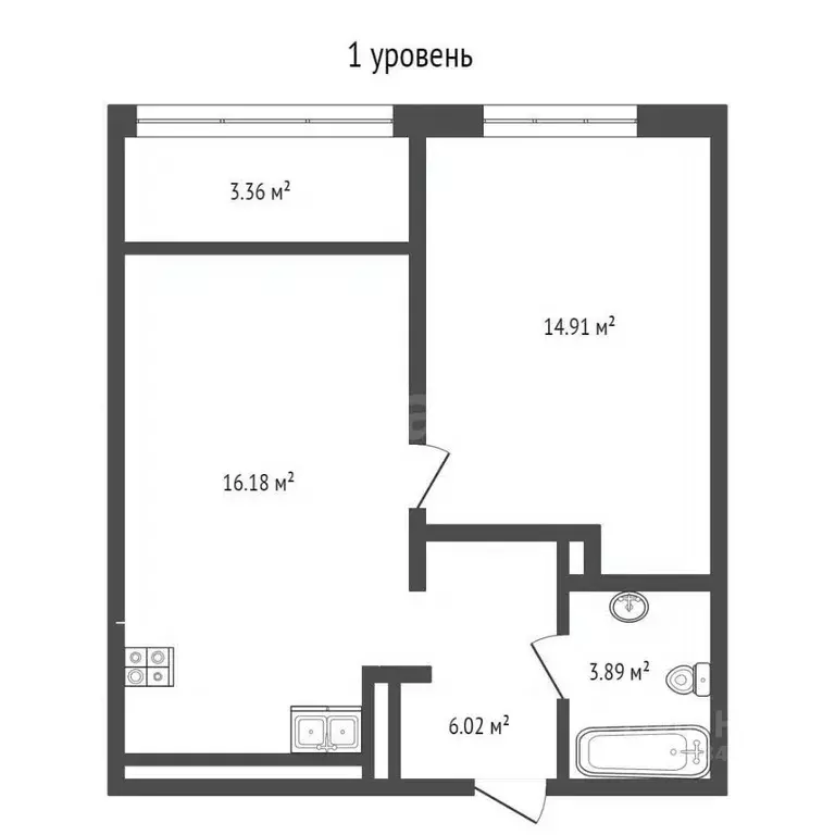 1-к кв. Тюменская область, Тюмень ул. Павла Никольского, 10к1 (61.0 м) - Фото 2