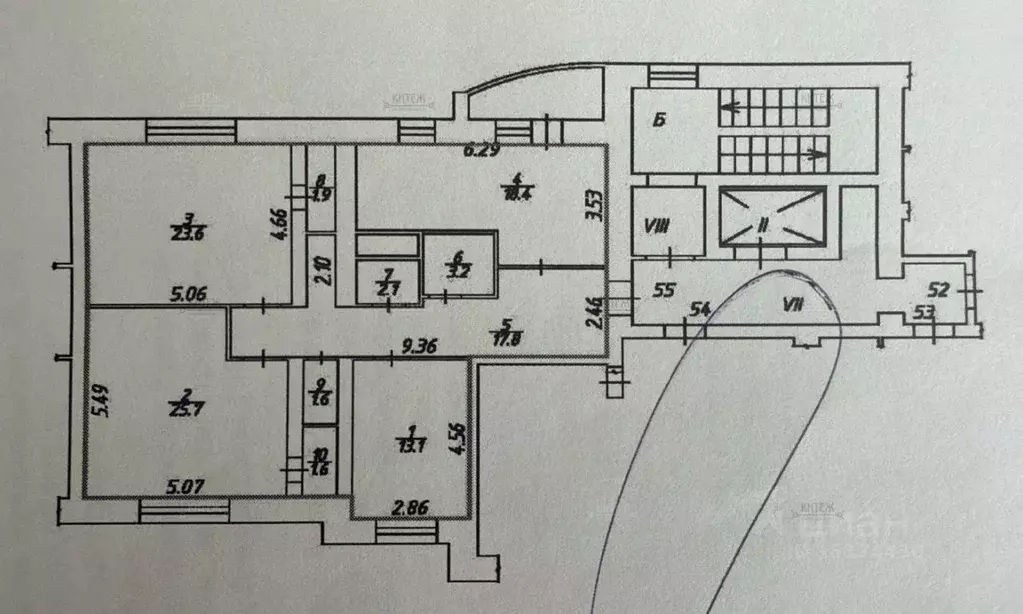 3-к кв. Калужская область, Калуга Знаменская ул., 45 (113.1 м) - Фото 2