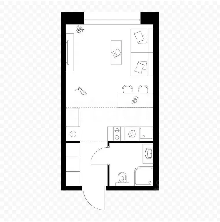 Студия Татарстан, Казань ул. Родины, 26Е (29.0 м) - Фото 2