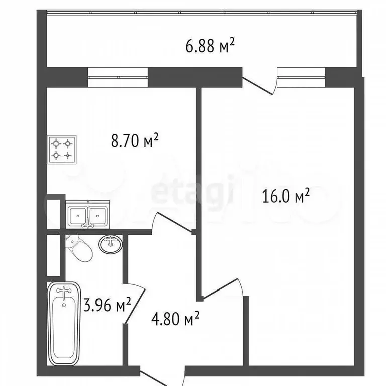 1-к. квартира, 33,6 м, 7/10 эт. - Фото 0