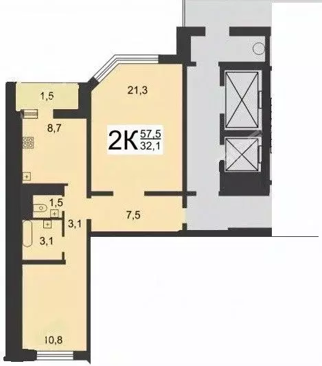 2-к кв. Нижегородская область, Нижний Новгород Украинская ул., 48 ... - Фото 2
