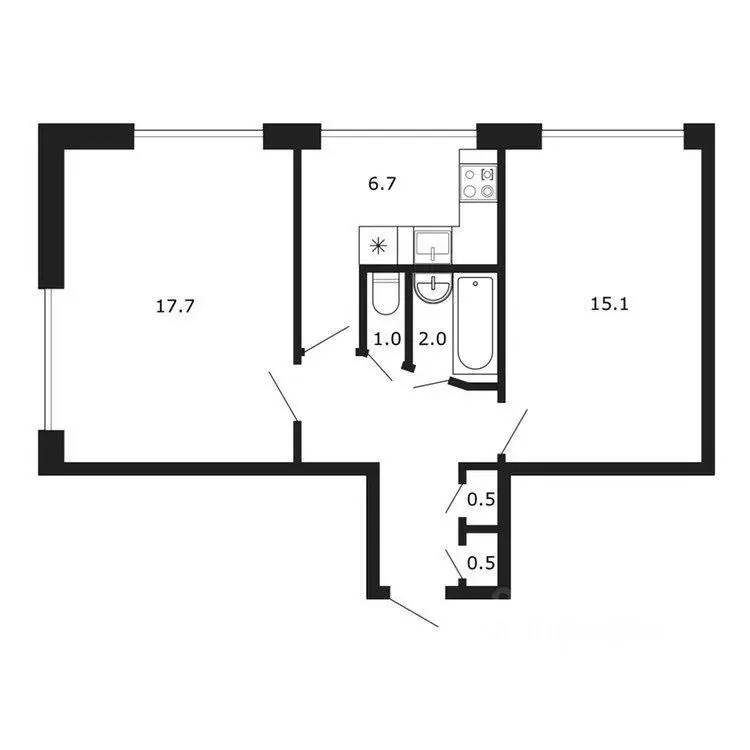 2-к кв. Санкт-Петербург ул. Подвойского, 14к1 (51.2 м) - Фото 1