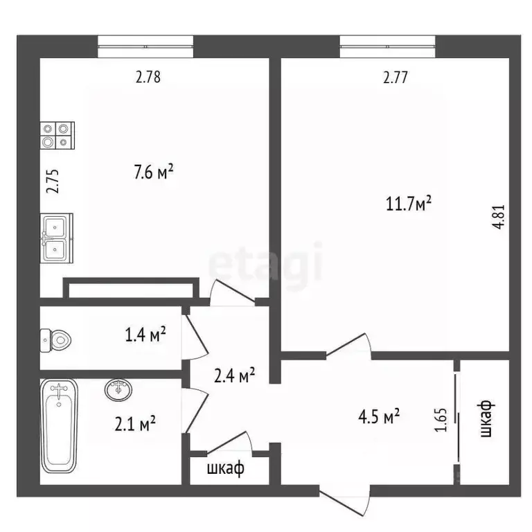 1-к кв. Хабаровский край, Хабаровск ул. Бойко-Павлова, 13 (30.7 м) - Фото 2