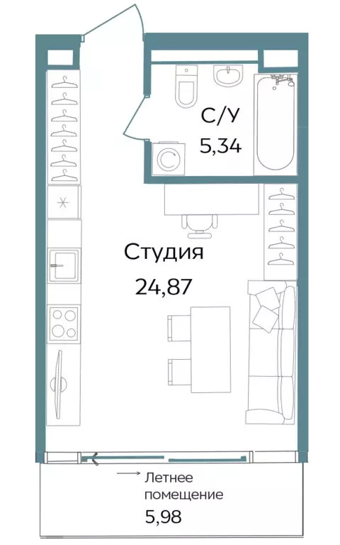 квартира-студия, 36.19 м - Фото 0