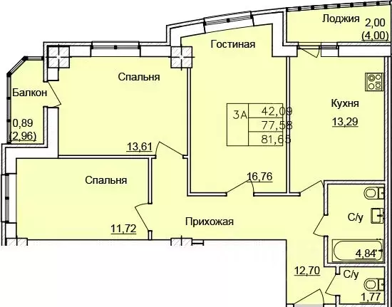 3-к кв. Ростовская область, Ростов-на-Дону Белокалитвинская ул. (81.65 ... - Фото 0