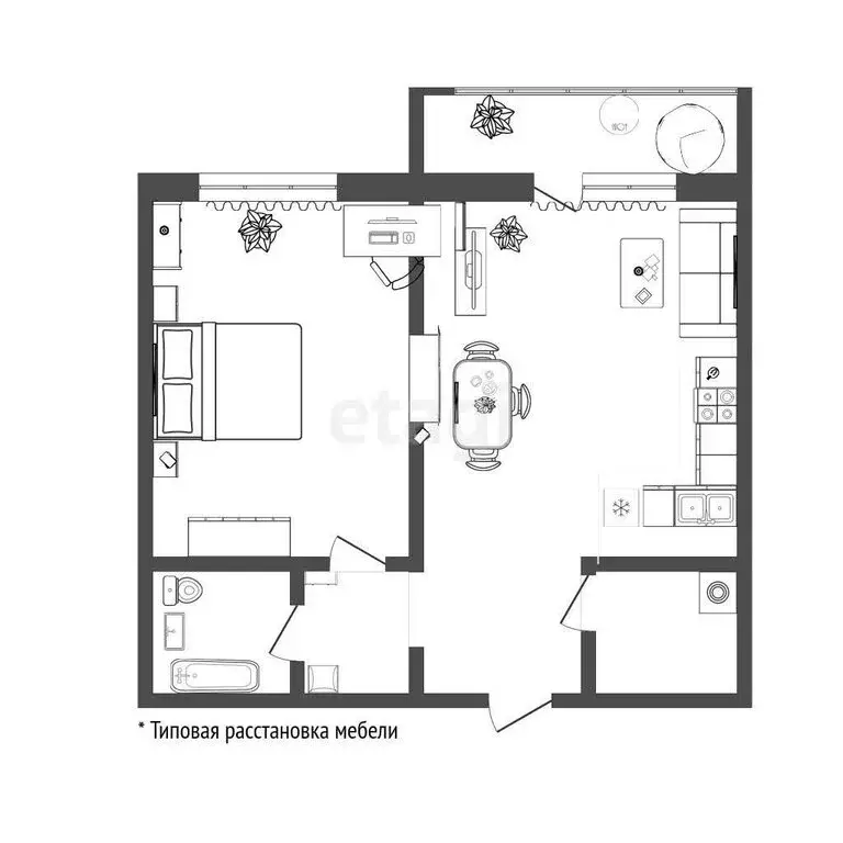 1-комнатная квартира: Тюмень, улица Василия Подшибякина, 21 (38.32 м) - Фото 1