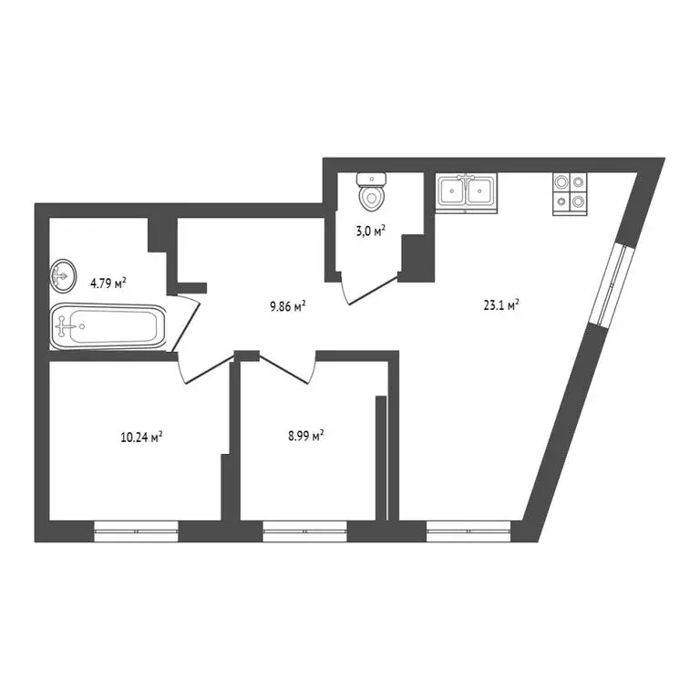 2-комнатная квартира: Тюмень, Лесопарковая улица, 1к1 (60.2 м) - Фото 0