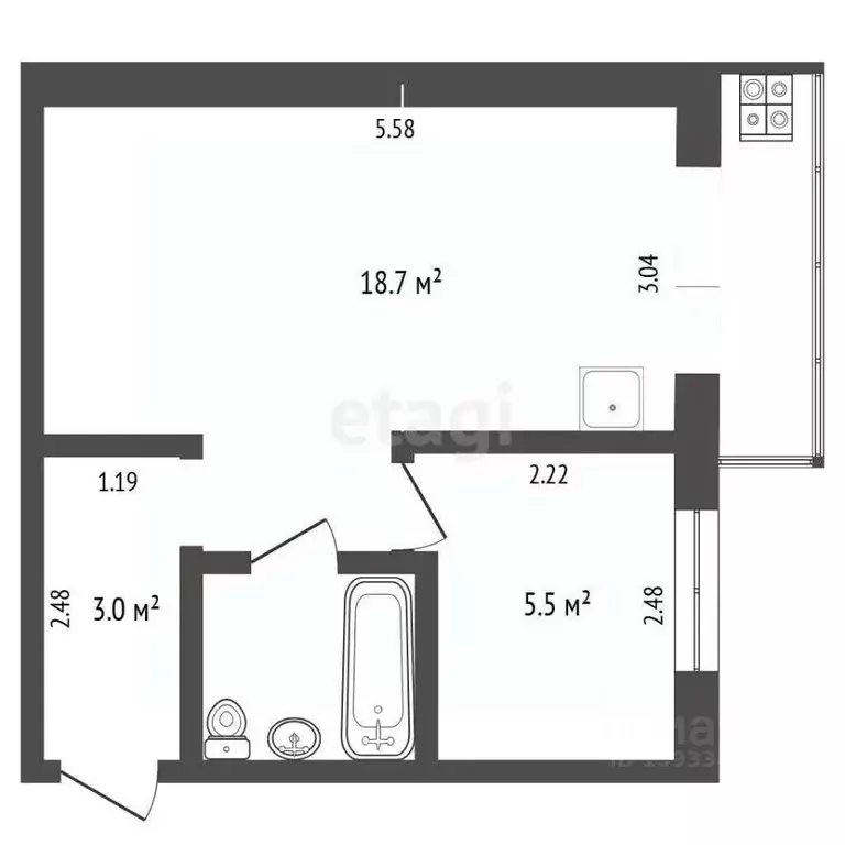 1-к кв. Тюменская область, Тюмень ул. Осипенко, 41 (29.8 м) - Фото 2