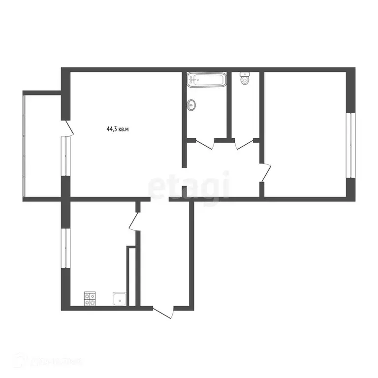 Продаётся 2-к квартира, 44.3 м - Фото 0