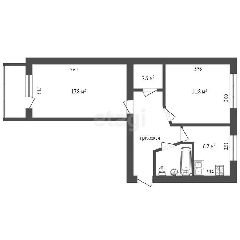 2-комнатная квартира: Бахчисарай, улица Гагарина, 3 (44.3 м) - Фото 1