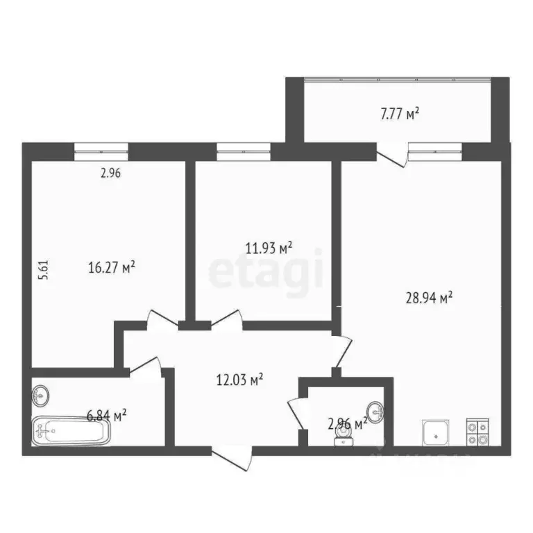 2-к кв. Тюменская область, Тюмень ул. Николая Федорова, 26 (79.4 м) - Фото 1