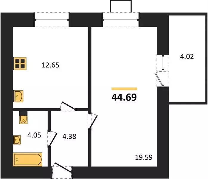 1-комнатная квартира: Пенза, улица Герцена, с106 (44.69 м) - Фото 1
