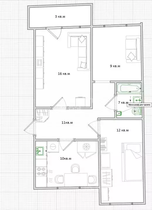 3-к кв. Омская область, Омск Московка мкр, ул. 3-я Станционная, 71 ... - Фото 2