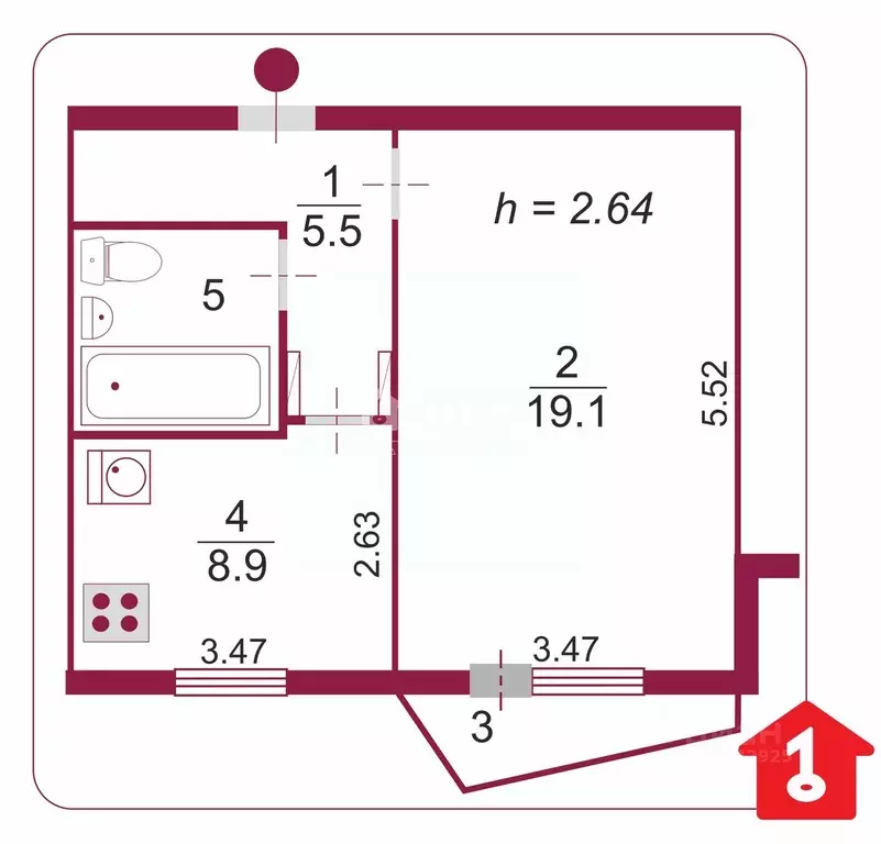 1-к кв. Омская область, Омск пос. Амурский, ул. Нахимова, 8 (36.6 м) - Фото 2