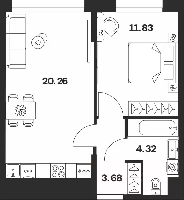 1-к кв. Тульская область, Тула Жукова Парк жилой комплекс (40.09 м) - Фото 1