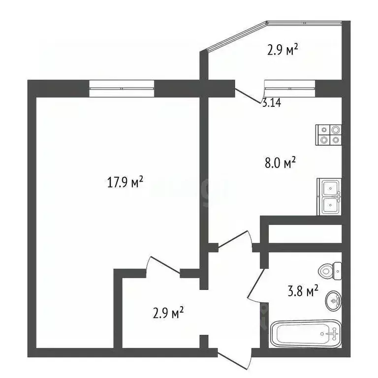 1-к кв. Ростовская область, Ростов-на-Дону ул. Ткачева, 32/50 (35.7 м) - Фото 1