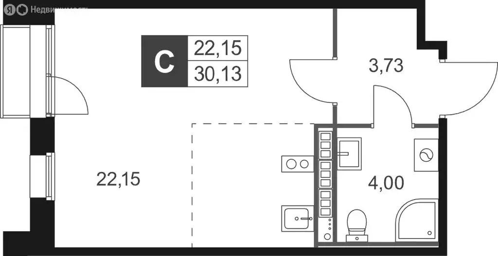 Квартира-студия: Ленинградская область, Гатчинский муниципальный ... - Фото 1