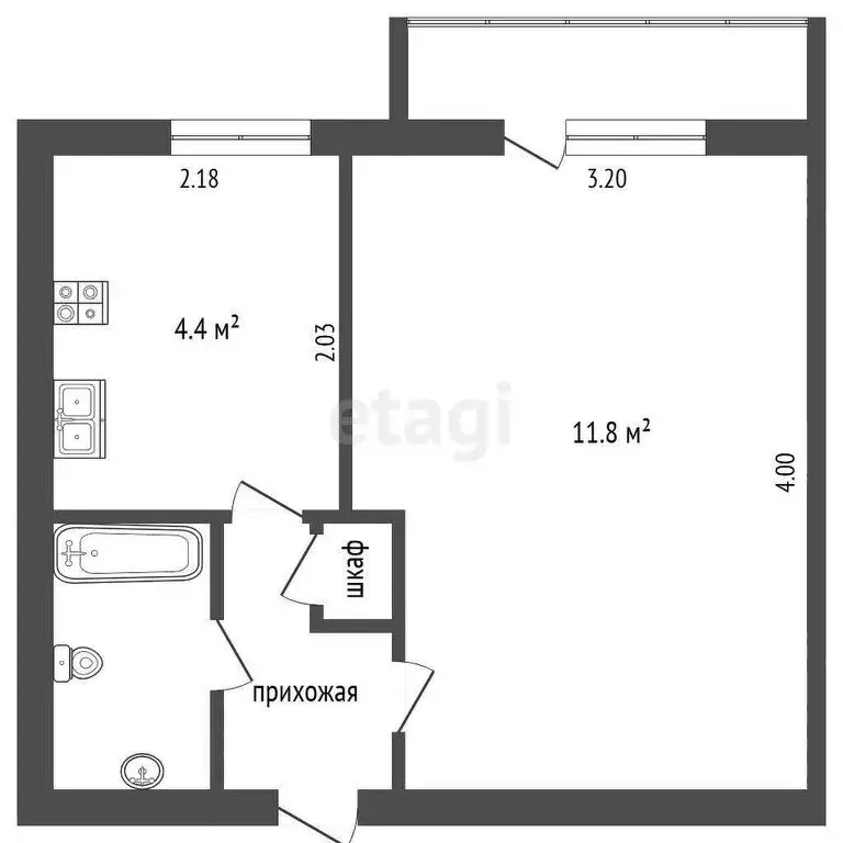1-комнатная квартира: Томск, улица Сергея Лазо, 10 (22.8 м) - Фото 1