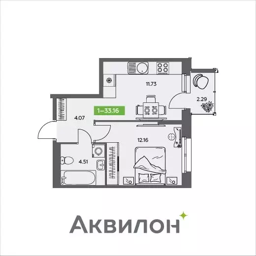 1-комнатная квартира: Архангельская область, Северодвинск (33.16 м) - Фото 0