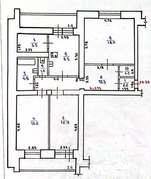 3-к кв. Забайкальский край, Чита ул. Токмакова, 3 (77.0 м) - Фото 2