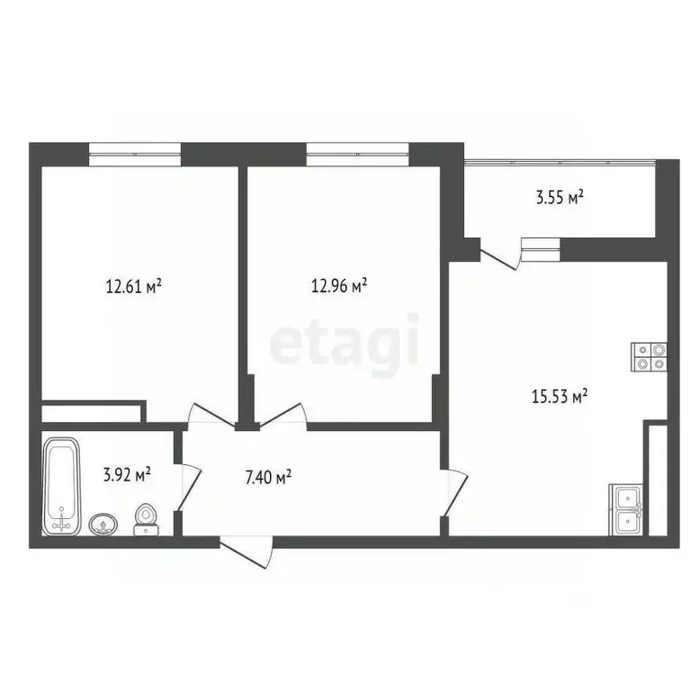 2-к кв. Тюменская область, Тюмень ул. Менжинского, 60 (54.2 м) - Фото 1