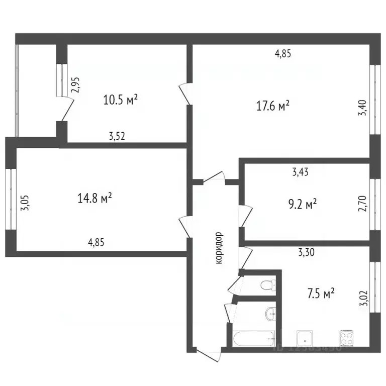 4-к кв. Воронежская область, Воронеж ул. Хользунова, 98 (70.6 м) - Фото 1