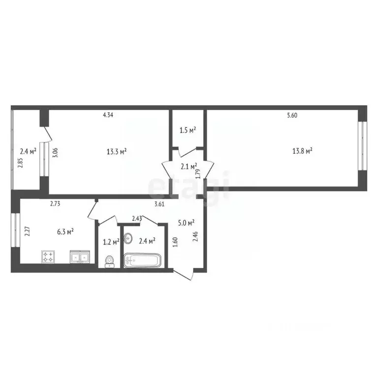 2-к кв. Московская область, Луховицы ул. Островского, 3 (45.6 м) - Фото 2