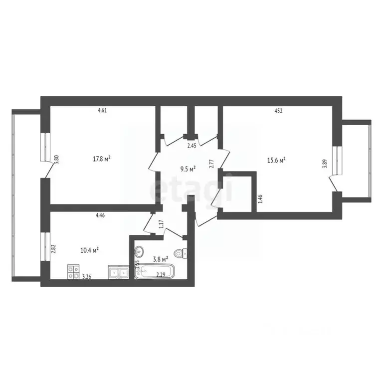 2-к кв. Крым, Феодосия ул. Габрусева, 13Б (56.5 м) - Фото 1