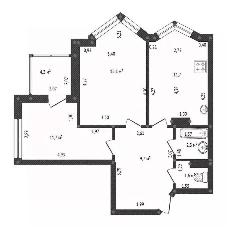 2-к кв. Башкортостан, Уфа Караидельская ул., 60 (53.1 м) - Фото 2