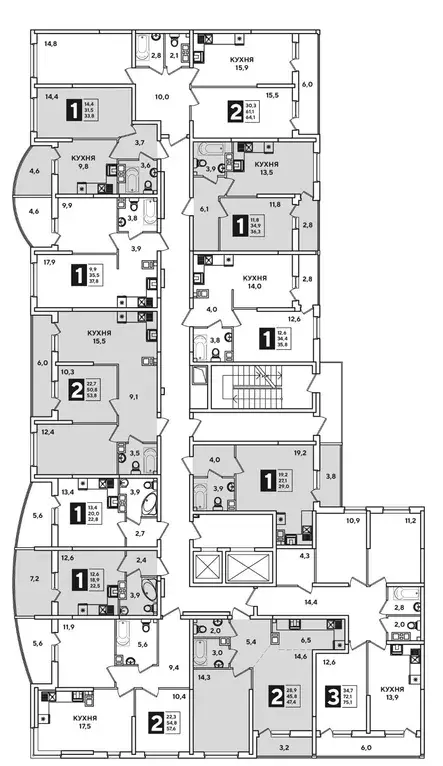 2-к кв. Краснодарский край, Краснодар ул. Ивана Беличенко, 89 (53.85 ... - Фото 1