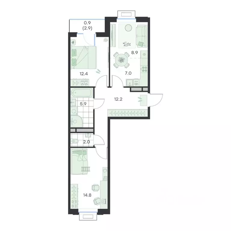 3-к кв. Московская область, Раменское G3 Михалевич жилой комплекс ... - Фото 1