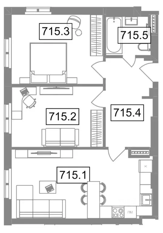 2-к кв. Санкт-Петербург Подъездной пер., 12 (67.0 м) - Фото 1