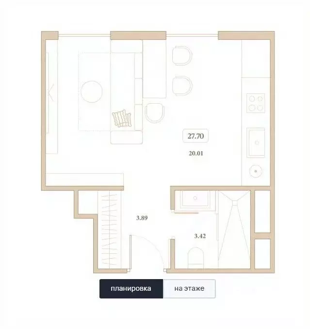 Студия Краснодарский край, Анапа ул. Толстого, 26 (27.7 м) - Фото 1