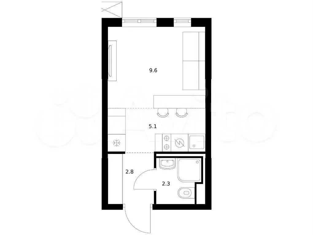 Квартира-студия, 19,8 м, 3/12 эт. - Фото 0
