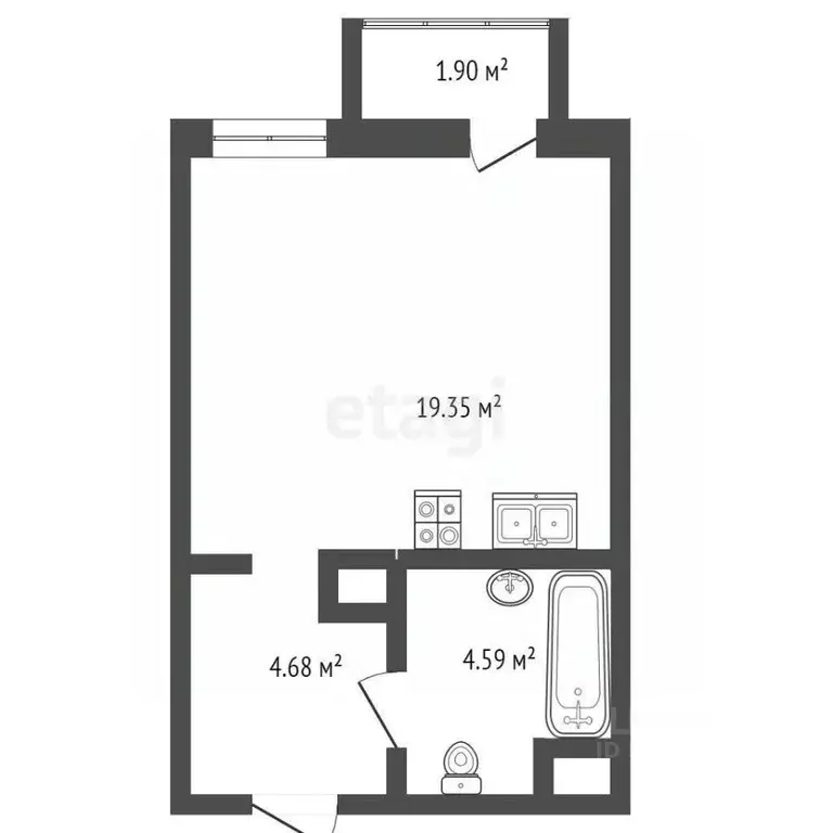 Студия Ростовская область, Ростов-на-Дону ул. Нансена, 109 (30.0 м) - Фото 1