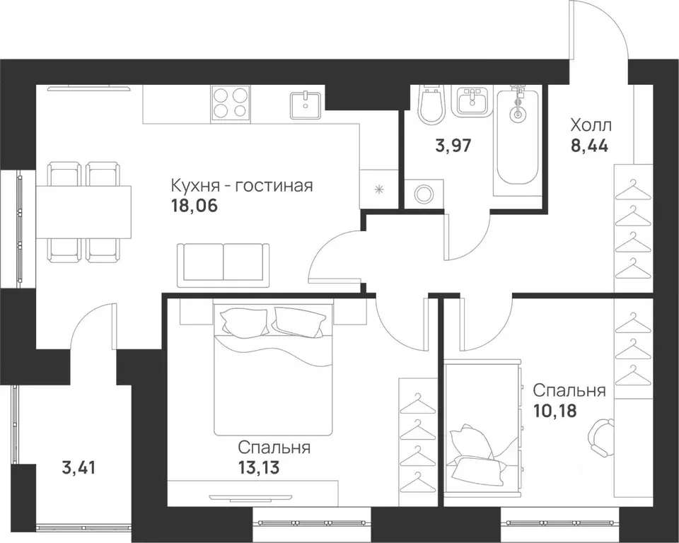 2-к кв. Тульская область, Тула Новая Тула мкр,  (57.19 м) - Фото 0