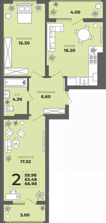 2-к кв. Калининградская область, Калининград ул. Генерала Толстикова, ... - Фото 1