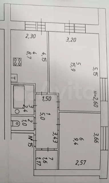 2-к. квартира, 44 м, 1/2 эт. - Фото 0
