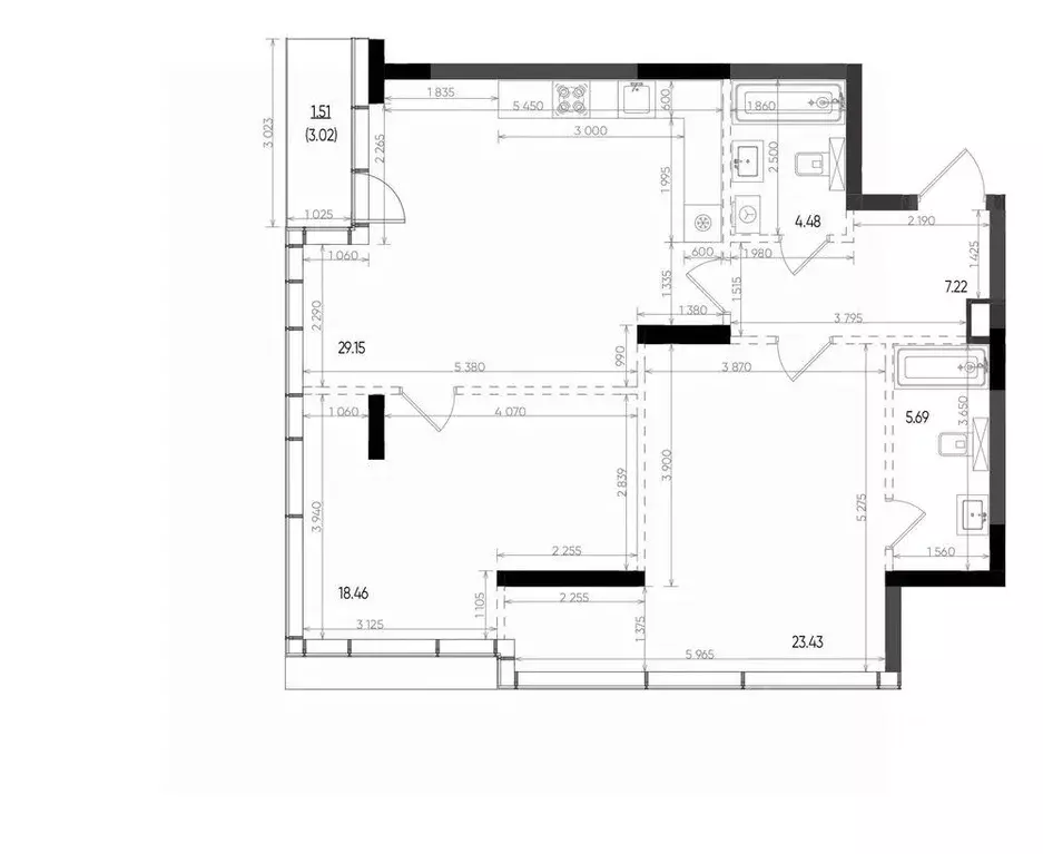 2-к кв. Татарстан, Казань Минтимер жилой комплекс (89.94 м) - Фото 1